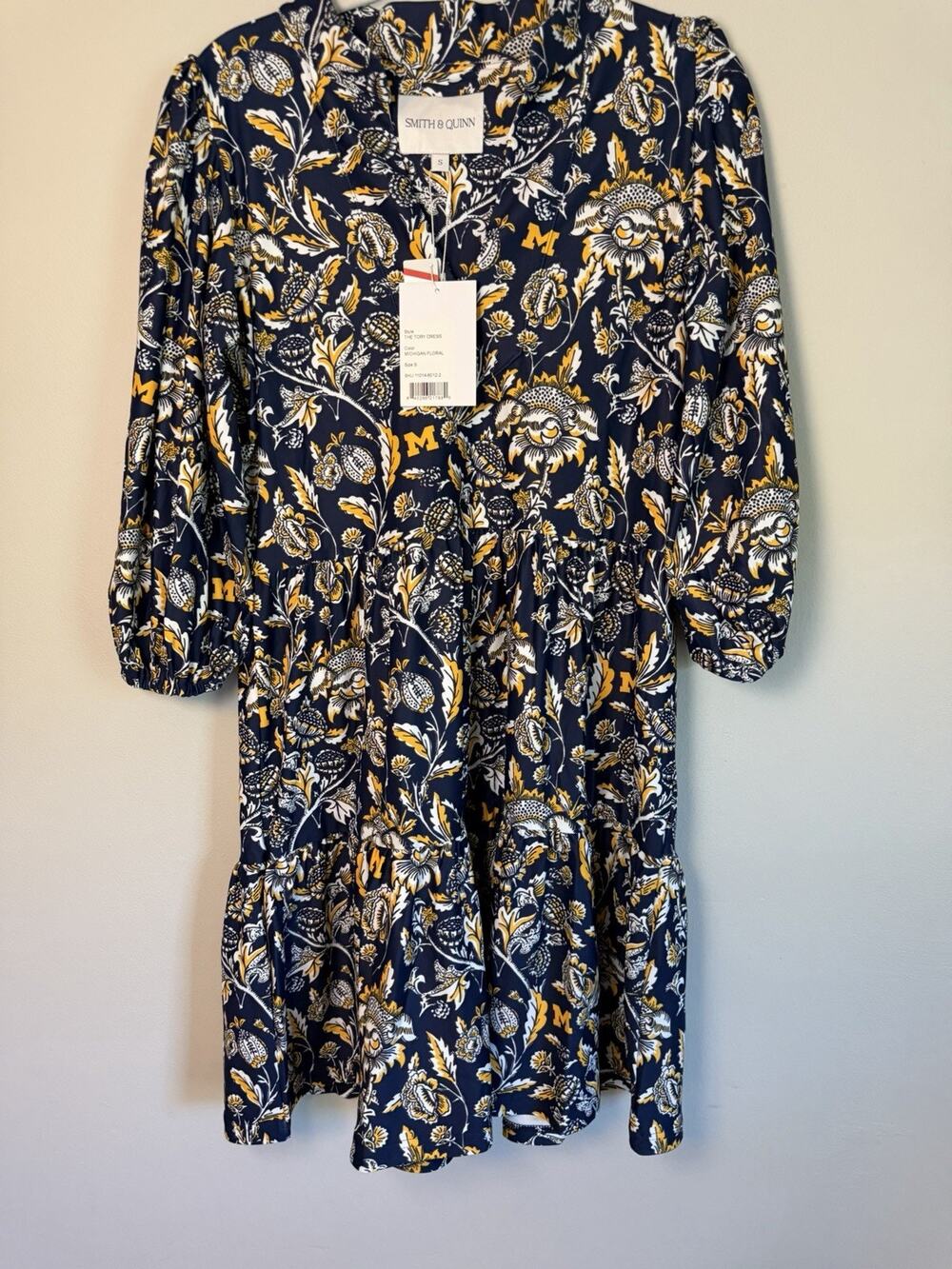 Smith & Quinn Women's Tory Dress Navy & Marigold Michigan Floral Dress Sz S NWT